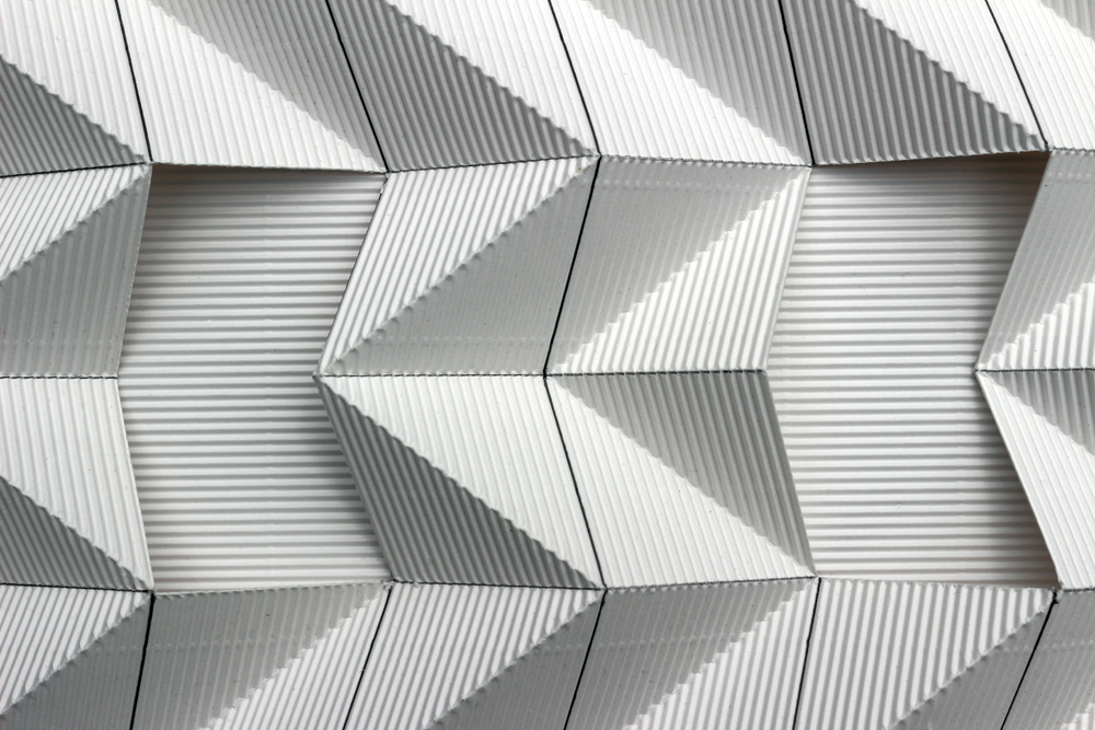 Flute Paperfold 6 (Open Grid) - flute paper, 88 x 64 x 7.5cm, 2015 (detail)