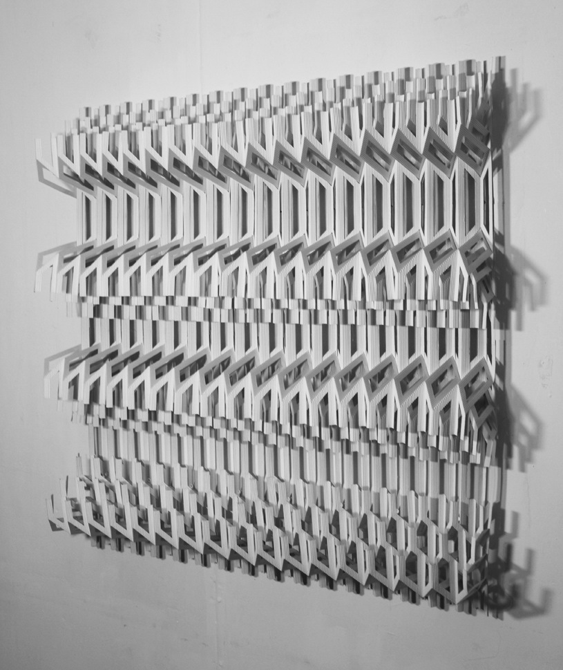 Flute Paperfold 7 (Paper Grille) - flute paper, 110 x 95 x 20cm, 2015