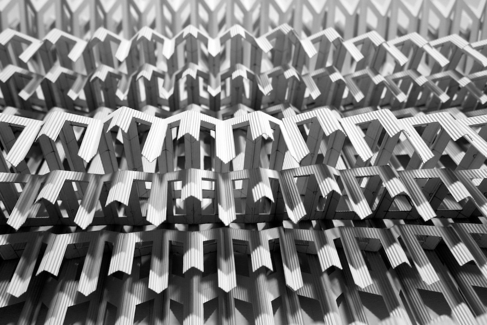 Flute Paperfold 7 (Paper Grille) - flute paper, 110 x 95 x 20cm, 2015 (detail)
